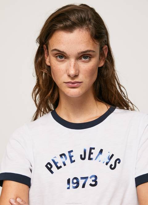 žene bijela pamučna majica s otisnutim logotipom Pepe Jeans JZ8H424 - Slika 1