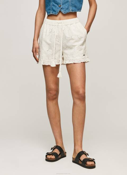 žene bijela pamučne kratke hlače s otvorenim detaljima Pepe Jeans JZ8H534 - Slika 2