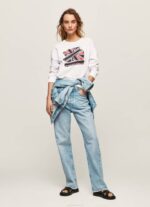 žene bijela pamučni džemper union jack Pepe Jeans JZ8H266 - Slika 2