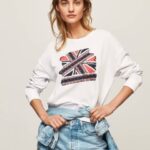 žene bijela pamučni džemper union jack Pepe Jeans JZ8H266