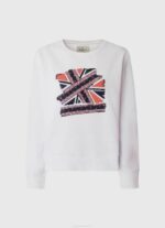 žene bijela pamučni džemper union jack Pepe Jeans JZ8H266 - Slika 5