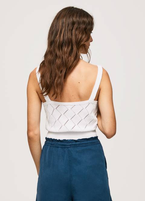 žene bijela pamučni gornji dio s izvezenim cvijetom Pepe Jeans JZ8H232 - Slika 4