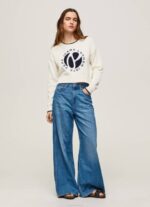 žene bijela pamučni jersey s printom logotipa Pepe Jeans JZ8H253 - Slika 2