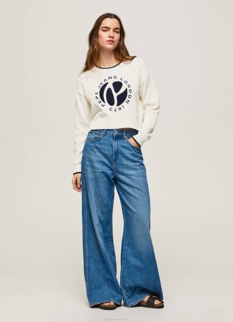 žene bijela pamučni jersey s printom logotipa Pepe Jeans JZ8H253 - Slika 2