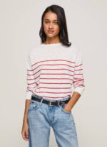žene bijela pamučni jersey s prugastim printom Pepe Jeans JZ8H238 - Slika 2