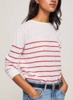 žene bijela pamučni jersey s prugastim printom Pepe Jeans JZ8H238 - Slika 3