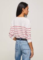 žene bijela pamučni jersey s prugastim printom Pepe Jeans JZ8H238 - Slika 4