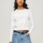 žene bijela pamučni žersej s ažur detaljima Pepe Jeans JZ8H260