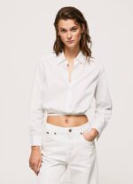 žene bijela skraćena košulja od poplina Pepe Jeans JZ8H361 - Slika 2