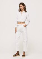 žene bijela skraćena košulja od poplina Pepe Jeans JZ8H361 - Slika 3