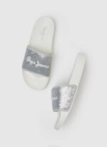 žene biserno srebro slider slatke japanke za plažu Pepe Jeans JZ8H694 - Slika 2