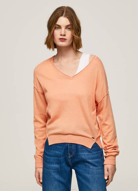 žene breskva dres opuštenog kroja s v izrezom Pepe Jeans JZ8H241 - Slika 2
