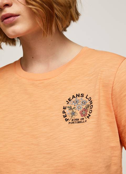 žene breskva majica s printom logotipa Pepe Jeans JZ8H394 - Slika 3