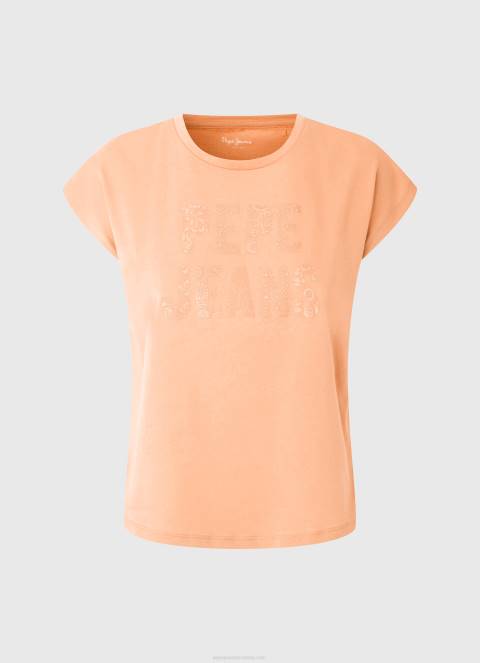 žene breskva majica s printom logotipa Pepe Jeans JZ8H434 - Slika 5