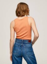 žene breskva rebrasta majica kratkih rukava s otvorom za ruke Pepe Jeans JZ8H398 - Slika 4