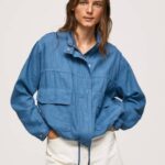 žene chambray lanena jakna opuštenog kroja Pepe Jeans JZ8H128