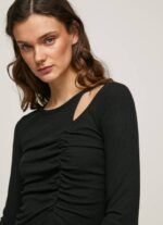 žene crno asimetrična majica dugih rukava Pepe Jeans JZ8H405 - Slika 2