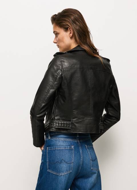 žene crno biciklistička jakna s epalulama na ramenima Pepe Jeans JZ8H116 - Slika 4
