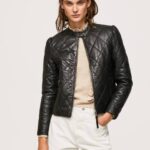 žene crno dijamantna kožna jakna Pepe Jeans JZ8H140