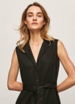 žene crno haljina s preklopnim ovratnikom Pepe Jeans JZ8H224 - Slika 3