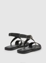 žene crno irma log ravne kožne sandale Pepe Jeans JZ8H661 - Slika 4