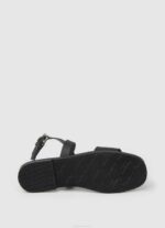žene crno irma log ravne kožne sandale Pepe Jeans JZ8H661 - Slika 5