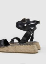 žene crno kate pletene sandale na klin Pepe Jeans JZ8H676 - Slika 4