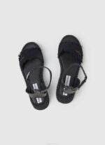 žene crno kate sandale na klin od tkanine Pepe Jeans JZ8H671 - Slika 2