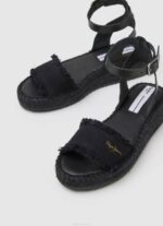 žene crno kate sandale na klin od tkanine Pepe Jeans JZ8H671 - Slika 3