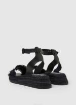 žene crno kate sandale na klin od tkanine Pepe Jeans JZ8H671 - Slika 4