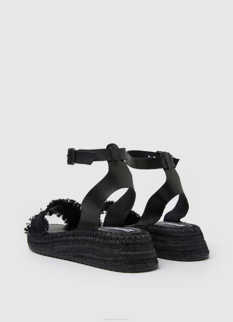 žene crno kate sandale na klin od tkanine Pepe Jeans JZ8H671 - Slika 4