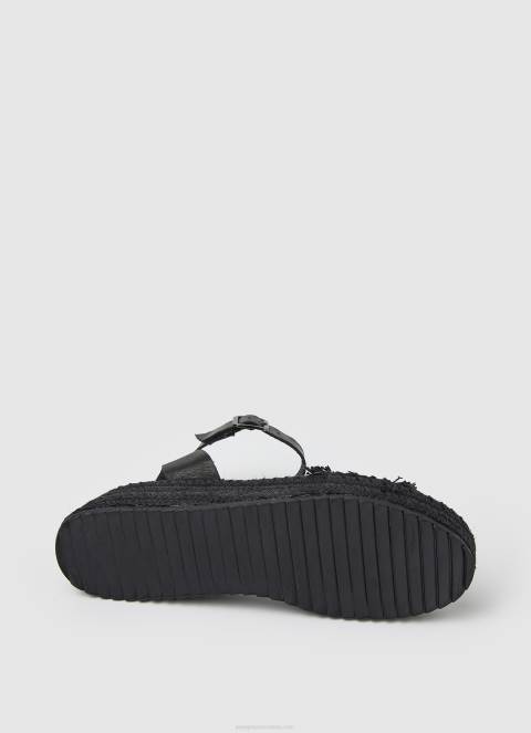 žene crno kate sandale na klin od tkanine Pepe Jeans JZ8H671 - Slika 5