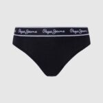 žene crno klasične tange s otisnutim logom Pepe Jeans JZ8H549