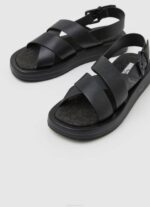 žene crno ljetne blok sandale na klin Pepe Jeans JZ8H651 - Slika 3