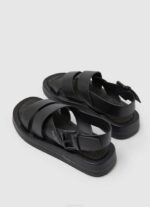 žene crno ljetne blok sandale na klin Pepe Jeans JZ8H651 - Slika 4