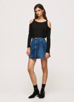 žene crno majica dugih rukava s naramenicama Pepe Jeans JZ8H399 - Slika 2