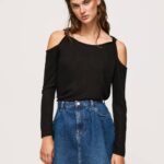 žene crno majica dugih rukava s naramenicama Pepe Jeans JZ8H399