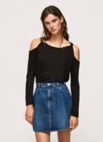 žene crno majica dugih rukava s naramenicama Pepe Jeans JZ8H399