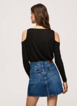 žene crno majica dugih rukava s naramenicama Pepe Jeans JZ8H399 - Slika 4
