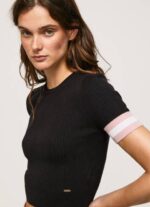 žene crno majica kratkih rukava s okruglim izrezom Pepe Jeans JZ8H263 - Slika 3