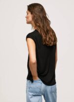 žene crno majica kratkih rukava s rukavima s logotipom Pepe Jeans JZ8H419 - Slika 4
