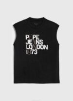 žene crno majica kratkih rukava s rukavima s logotipom Pepe Jeans JZ8H419 - Slika 5