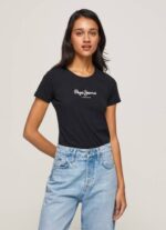 žene crno majica s osnovnim logom Pepe Jeans JZ8H400 - Slika 2