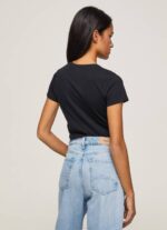 žene crno majica s osnovnim logom Pepe Jeans JZ8H400 - Slika 4