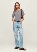 žene crno majica s prugastim printom Pepe Jeans JZ8H459 - Slika 2