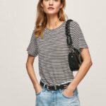 žene crno majica s prugastim printom Pepe Jeans JZ8H459
