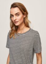 žene crno majica s prugastim printom Pepe Jeans JZ8H459 - Slika 3