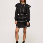 žene crno mini haljina s izvezenim detaljima Pepe Jeans JZ8H190