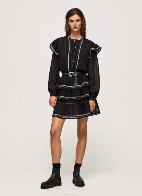 zene_crno_mini_haljina_s_izvezenim_detaljima_pepe_jeans_jz8h190.jpg žene crno mini haljina s izvezenim detaljima Pepe Jeans JZ8H190 - Slika 1