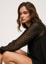žene crno mini haljina s printom točkica Pepe Jeans JZ8H207 - Slika 5
